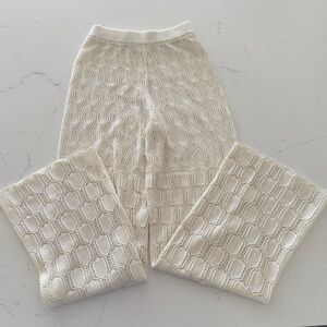 A.L.C. Cream Crochet Knit Pants XS Cotton Silk Blend Boho Wide Leg